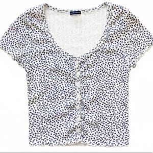 brandy melville john galt zelly top floral blue and white